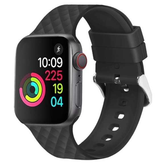 NEW[BAND] Black Rhomboid Silicone For Apple Watch - Picture 1 of 4